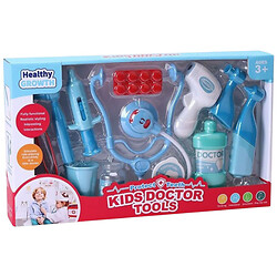 Набір лікаря вібрує бормашина, заводний механізм, термометр, стетоскоп, пінцет, шприц, таблетки, баночки, в коробці, Mic