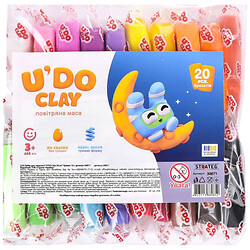 Набір для творчості, повітряний пластилін, "UʼDO Clay 20 шт.", брикет 10г, Strateg
