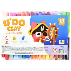 Набор для творчества, воздушный пластилин, "UʼDO Clay", 34 шт, брикет 10 г, укр, Strateg
