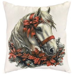 Подушка микровелюр "Праздничная лошадь", 35х35 см, Strateg