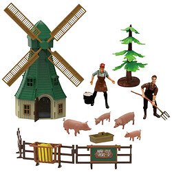 Ферма 58 элементов, трактор на батарейках, звуки, подсветка, игровые фигурки, ветряная мельница, дом, в коробке, Kawond