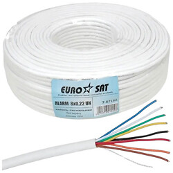 Кабель сигнальный Eurosat, 8 жил, без экрана, 8х0.22мм, CCA, белый, 1м, Белый