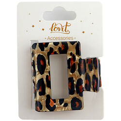 Краб для волосся пластиковий прямий з леопардовим принтом