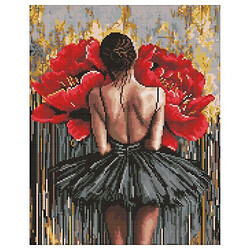 Алмазная мозаика "Балерина с красными пионами", 40х50см, Ідейка