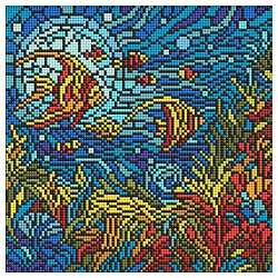 Алмазная мозаика "Витраж. Морской мир", 30х30см, Ідейка