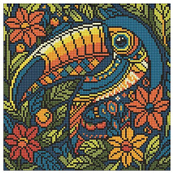 Алмазна мозаїка "Вітраж. Тукан", 30х30см, Ідейка