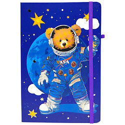 Блокнот "Мишка-космонавт", твердый переплет, А5, темно-синий, Malevaro