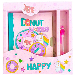 Блокнот детский на замочке в подарочной коробочке с ручкой "Пончики", 195x210х20mm, 70g, 56 л., Malevaro