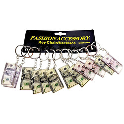 Брелки пластиковые "Деньги доллары", 11 см, 12 брелков, Mic