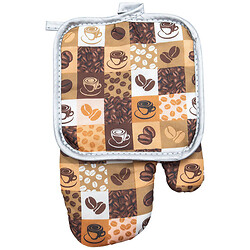 Кухонный набор: перчатка и прихватка с принтом.