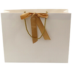 Пакет подарочный бумажный с бантом однотонный, 32х25х10 см