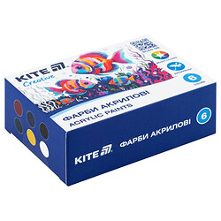 Краски акриловые "Creative", 6 цветов, 20 мл, Kite