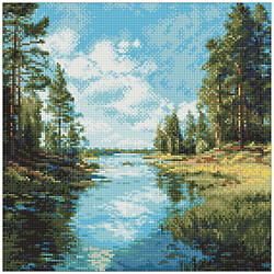 Набір з алмазною мозаїкою "Струмок в лісі", 40х40см