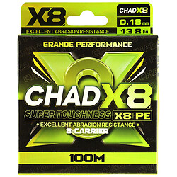 Шнур рыболовный плетеный 8X, d=0,18мм, 100 м