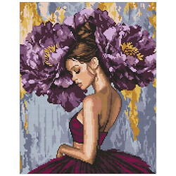 Алмазная мозаика "Балерина с пурпурными пионами", 40х50см, Ідейка