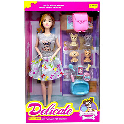 Лялька, висота 30 см, суглоби на шарнірах, 4 фігурки вихованців, аксесуари для них, взуття, знімається, ВИД 2, Mic