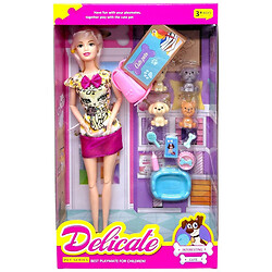 Кукла, высота 30 см, суставы на шарнирах, 4 фигурки питомцев, аксессуары для них, съемная обувь, ВИД 1, Mic