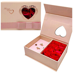 Набор украшений, магнитная застежка, 2 кольца, серьги, бутоны розы, открытка, бумажный пакет, в коробке., Mic