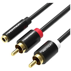 Кабель Vention VAB-R01-B100, 1.0 м., 3.5 мм., 2RCA, Черный