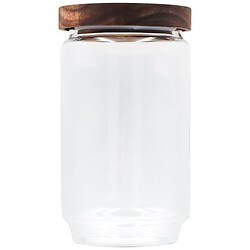 Емкость для сыпучих стеклянная круглая с деревянной крышкой, 750 мл