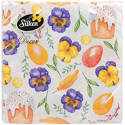 Серветки Silken Пасхальні "Великоднє поле", мікс, 2 шари, 33х33 см, 16 шт/пач.