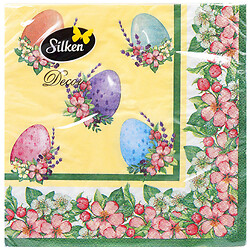 Салфетки Silken Пасхальные "Пасхальные бантики", микс, 3 слоя, 33х33 см, 18 шт/пач.