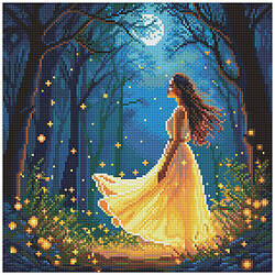 Алмазна мозаїка "Дівчина серед світлячків", 40х40 см, Ідейка