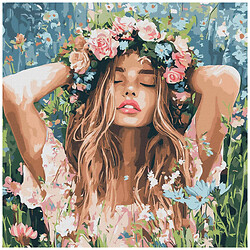 Картина за номерами "Дівчина з віночком у полі", 40х40 см, Ідейка