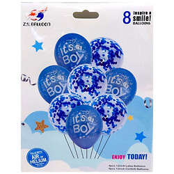 Надувные шарики, набор-праздничный "ITS BOY,GIRL", 8шт.: 4шт. - 30см, 4шт. с блестками – 30см, Mic