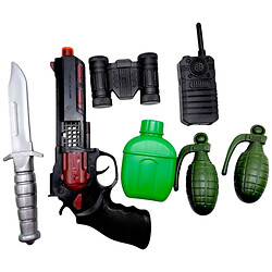 Набір Армії: пістолет, фляга, граната 2шт, бінокль, рація, ТРІСКАЧКА, Colorplast