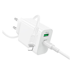 СЗУ Borofone BA106A Stellar Apple iPhone SE 2022 / iPhone 14 Pro Max / iPhone 14 Plus / iPhone 14 Pro / iPhone 14 / iPhone 13 Pro / iPhone 13 Mini / iPhone 13 / iPhone 13 Pro Max / iPhone 12 Mini / iPhone 12 Pro Max, З кабелем, Lightning, Білий