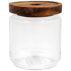 Емкость для сыпучих стеклянная круглая с деревянной крышкой, 450 мл