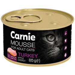 Мус для дорослих котів м'ясний Carnie з індичкою, яблуком, морквою, 85 г