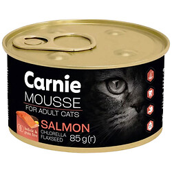 Мусс для взрослых кошек мясной Carnie с лососем, хлорелой, льном, 85 г