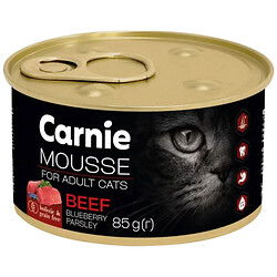 Мусс для взрослых кошек мясной Carnie с говядиной, черникой, петрушкой, 85 г