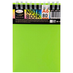 Блокнот А6, 80 л., пластик, пружина сверху, микс цветов, Mic