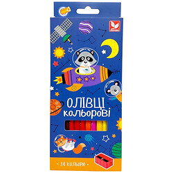 Карандаши цветные трехгранные + точилка, 24 цвета, Школярик