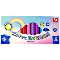 Пластилін круглий восковий пастельні кольори із запахом лимона, 12 кольорів, Школярик
