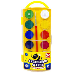Краски акварельные, 12 цветов, Школярик