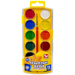 Фарби акварельні медові, 12 кольорів, Школярик