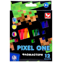 Фломастеры "Pixel One", 12 ярких цветов, Школярик