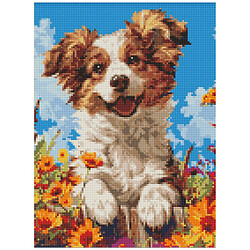 Алмазная мозаика без подрамника "Собака в цветах", 30х40см, Ідейка
