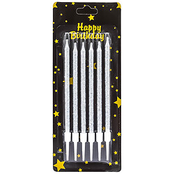 Набір свічок для торта з блискітками, 6 шт