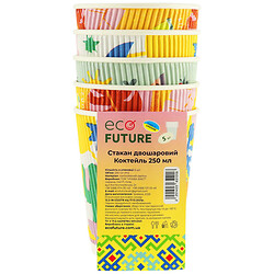 Набір стаканів паперових двошарових ECO FUTURE Коктейль, 250 мл х 5 шт/уп