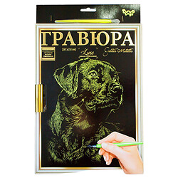 Гравюра "LUXE А4" з рамкою "Golden Metallic: Собака", Dankotoys