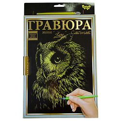 Гравюра "LUXE А4", с рамкой "Golden Metallic: Сова", Dankotoys