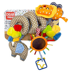 Погремушка животные мягкая спираль с прорезывателем, зеркалом, лист. 29x18,3 см, Mic