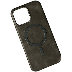 Чохол (накладка) Apple iPhone 15, Leather Magnetic Metal Frame, MagSafe, Сірий