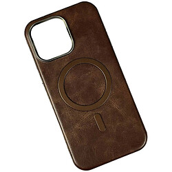 Чохол (накладка) Apple iPhone 17 Pro Max, Leather Magnetic Metal Frame, MagSafe, Коричневий