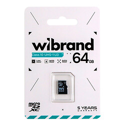 Карта пам'яті Wibrand microSDXC UHS-1 U3, 64 Гб.